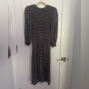 & Other Stories Black and White Bishop Sleeve Floral Dress